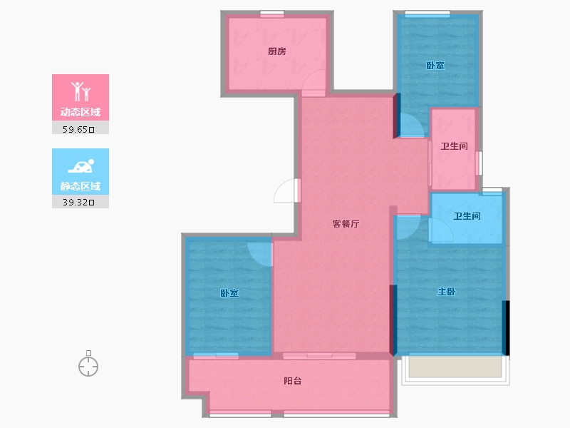 安徽省-亳州市-中奥·天悦府-88.95-户型库-动静分区