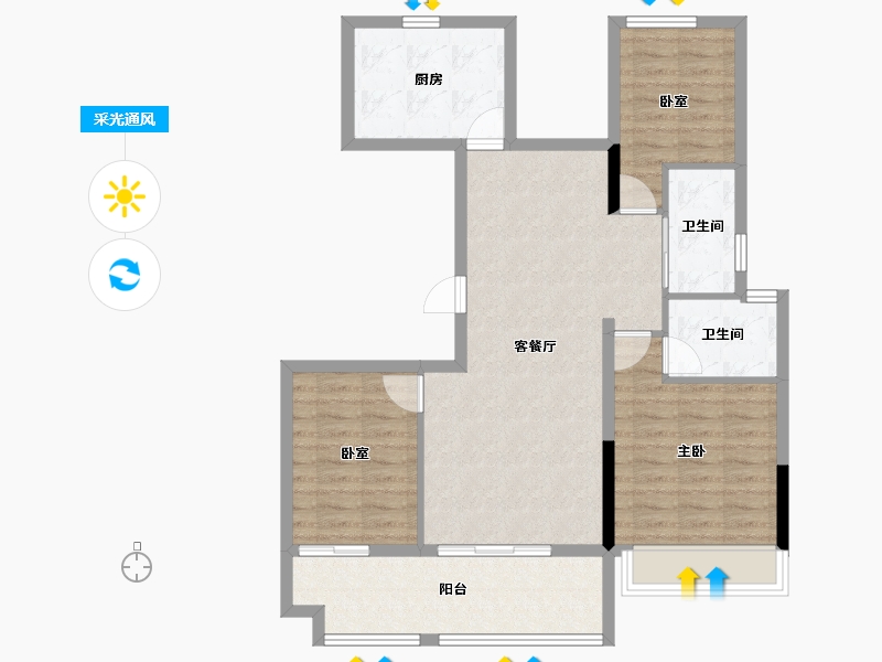 安徽省-亳州市-中奥·天悦府-88.95-户型库-采光通风