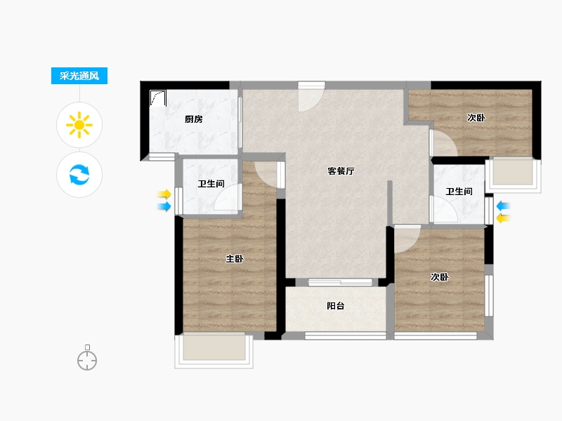 福建省-漳州市-建发西湖观澜-63.54-户型库-采光通风