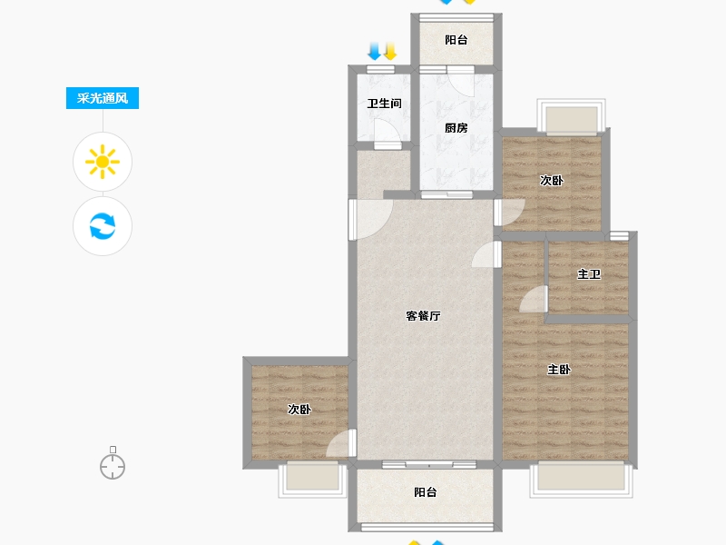 四川省-成都市-钰景湾-91.58-户型库-采光通风