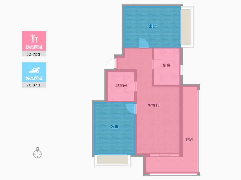 山东省-烟台市-凯润滨河城-72.57-户型库-动静分区