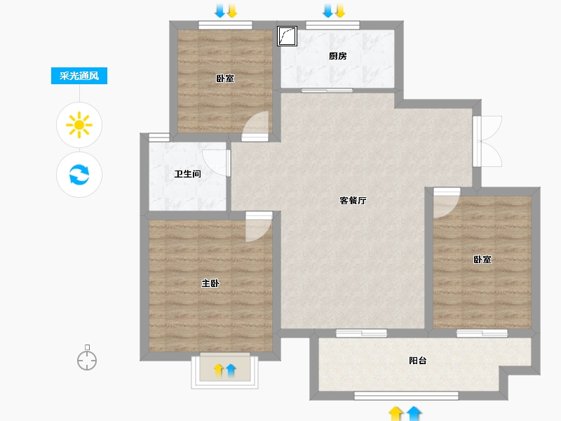 山西省-晋城市-聚德·神农华府-90.70-户型库-采光通风