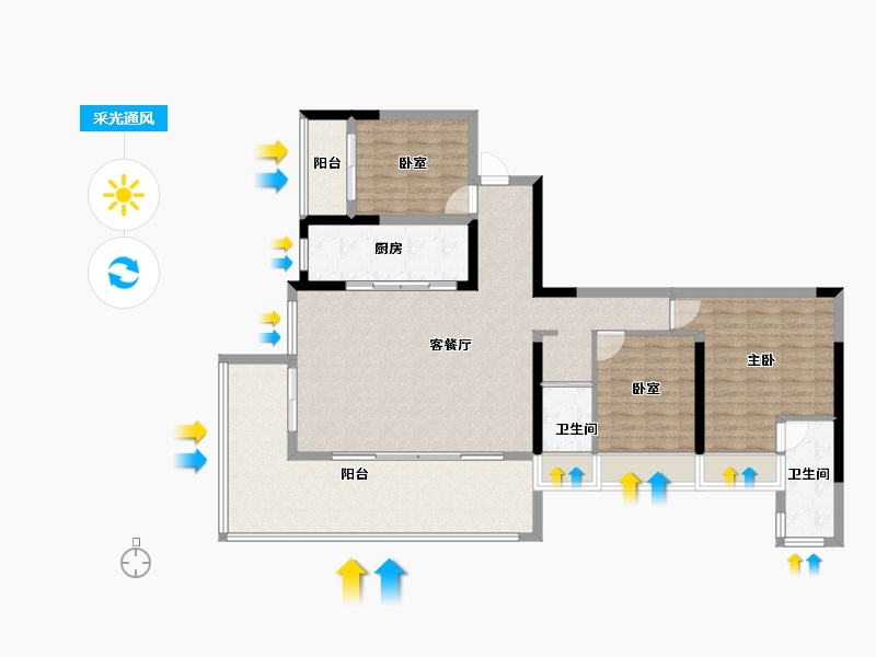 湖南省-邵阳市-​碧桂园睛川府-114.93-户型库-采光通风