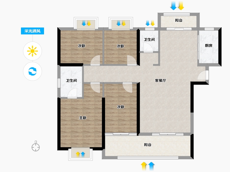 福建省-龙岩市-美伦·生态城-111.55-户型库-采光通风