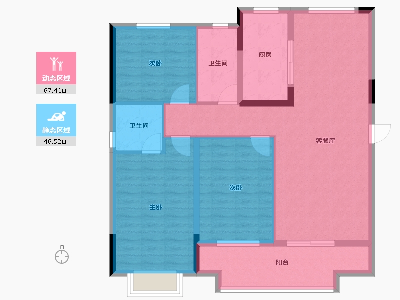 湖北省-襄阳市-国投襄阳府-102.76-户型库-动静分区