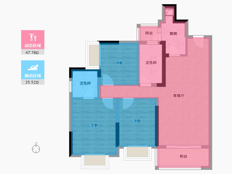 四川省-自贡市-步步高·润达国际城-72.96-户型库-动静分区