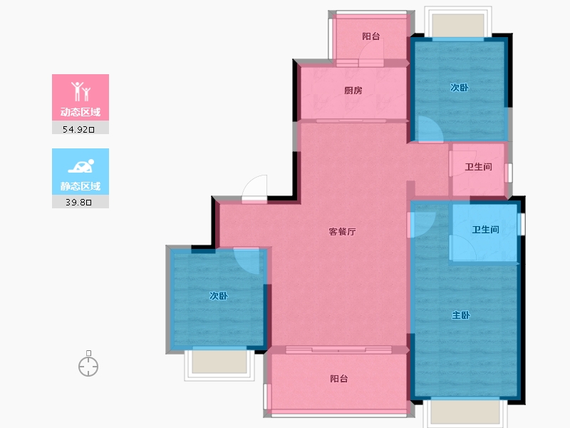 四川省-成都市-蓝光雍锦堰府-84.48-户型库-动静分区