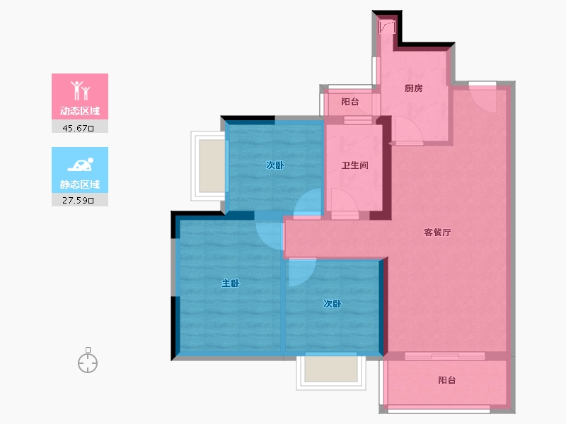 四川省-自贡市-步步高·润达国际城-64.57-户型库-动静分区