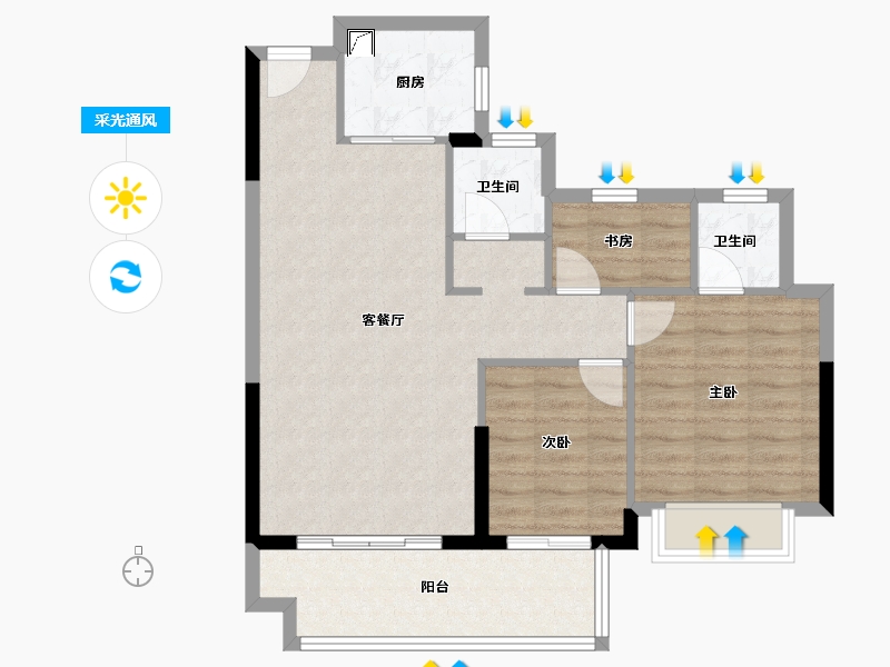 福建省-漳州市-翰盛湖滨御景-78.39-户型库-采光通风