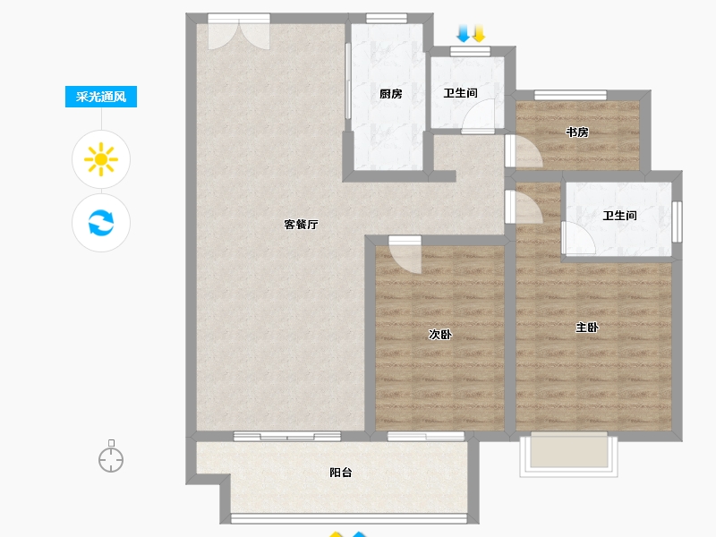 江苏省-镇江市-保集·梧桐墅-104.00-户型库-采光通风