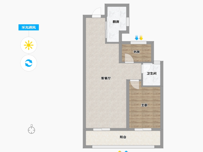 陕西省-咸阳市-龙湖上城-63.28-户型库-采光通风