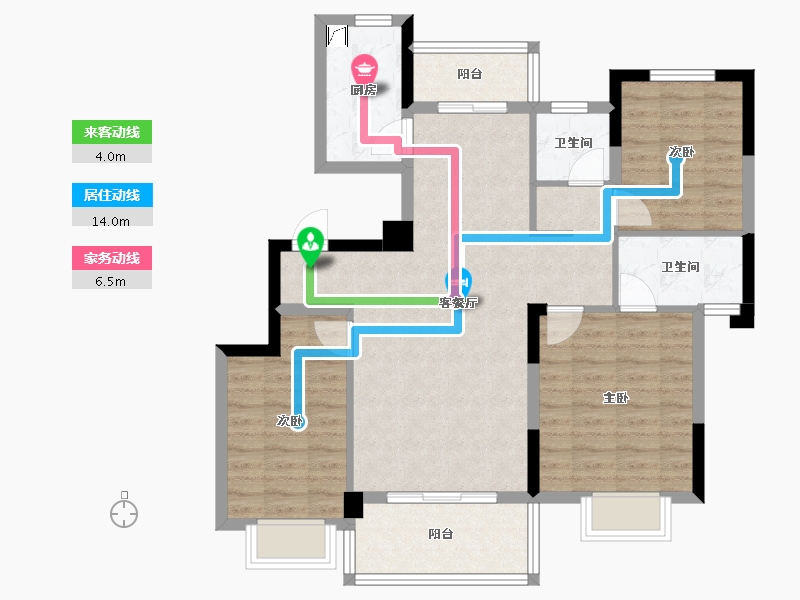 四川省-自贡市-步步高·润达国际城-88.18-户型库-动静线