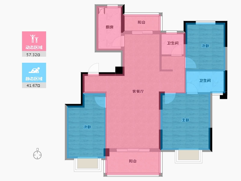 四川省-自贡市-步步高·润达国际城-88.18-户型库-动静分区