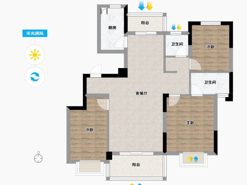 四川省-自贡市-步步高·润达国际城-88.18-户型库-采光通风