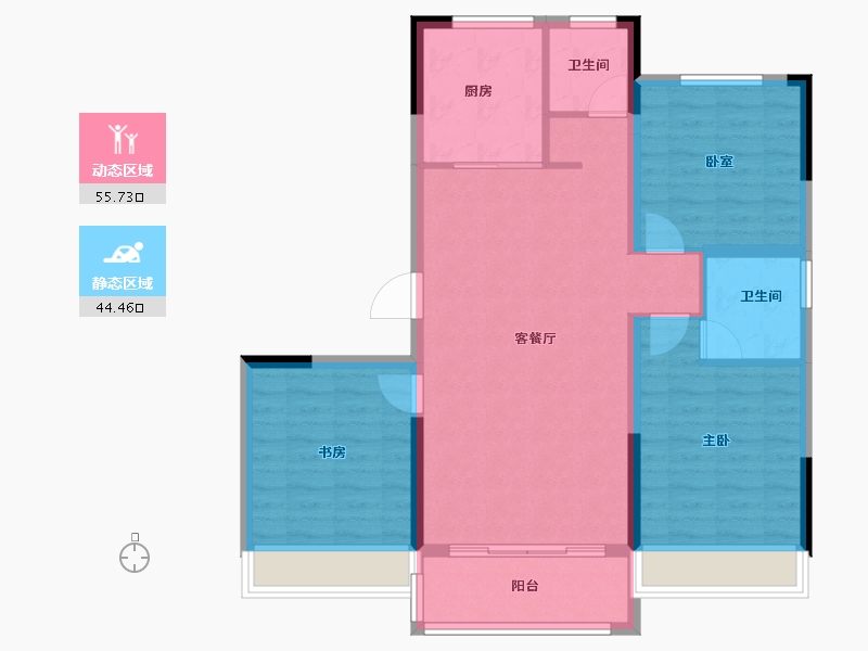 安徽省-马鞍山市-中奥江南云筑-90.42-户型库-动静分区