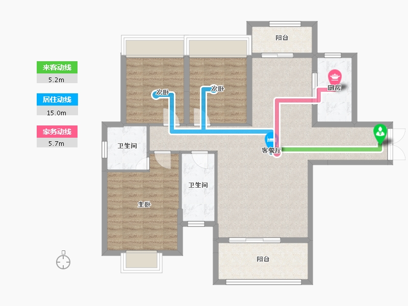 湖南省-邵阳市-龙熙府邸-104.85-户型库-动静线