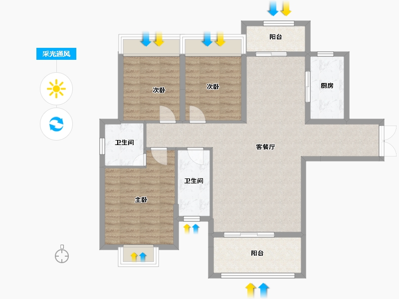 湖南省-邵阳市-龙熙府邸-104.85-户型库-采光通风