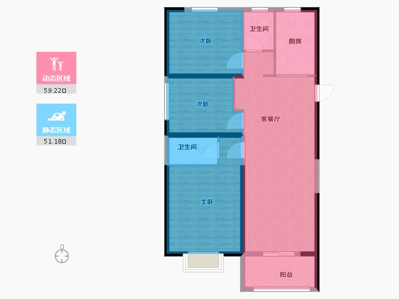 陕西省-咸阳市-碧桂园秦都府-100.00-户型库-动静分区