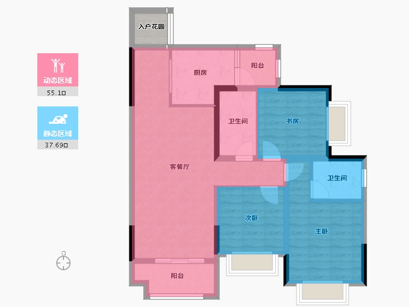 贵州省-黔南布依族苗族自治州-中铁悦龙南山-84.79-户型库-动静分区