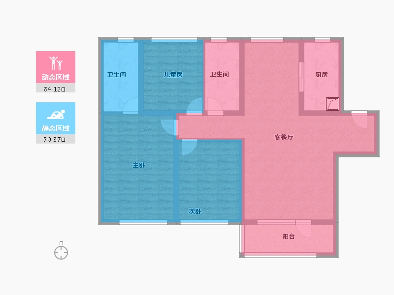 山东省-烟台市-融创蓝天壹號-101.60-户型库-动静分区