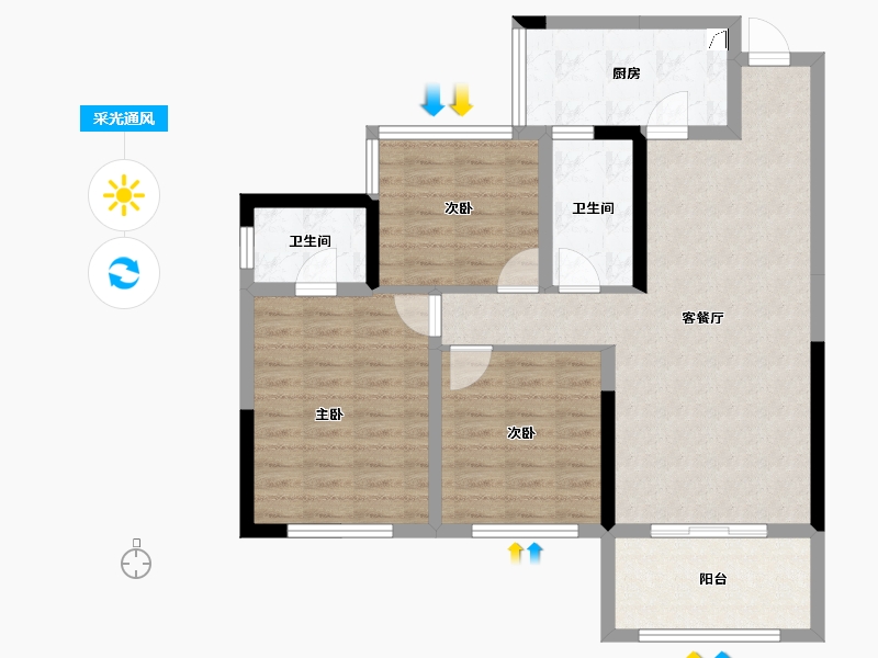 四川省-宜宾市-远达兰庭-87.33-户型库-采光通风