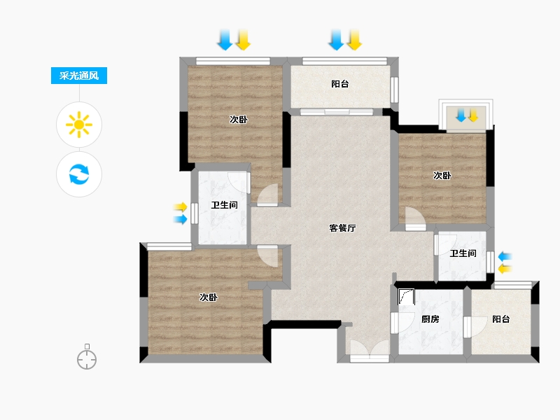 浙江省-金华市-成锦熙锦5号-79.99-户型库-采光通风