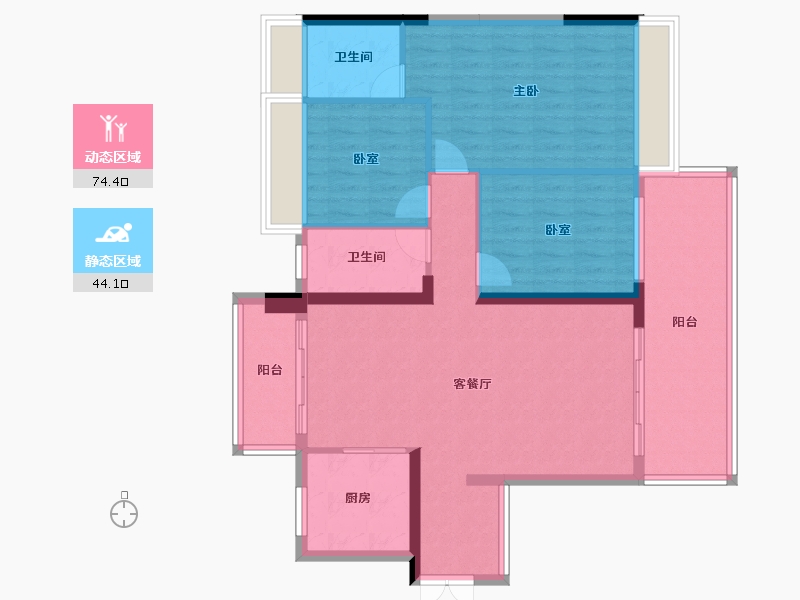 广东省-惠州市-金碧湾花园-107.15-户型库-动静分区