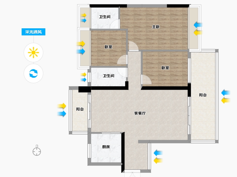 广东省-惠州市-金碧湾花园-107.15-户型库-采光通风