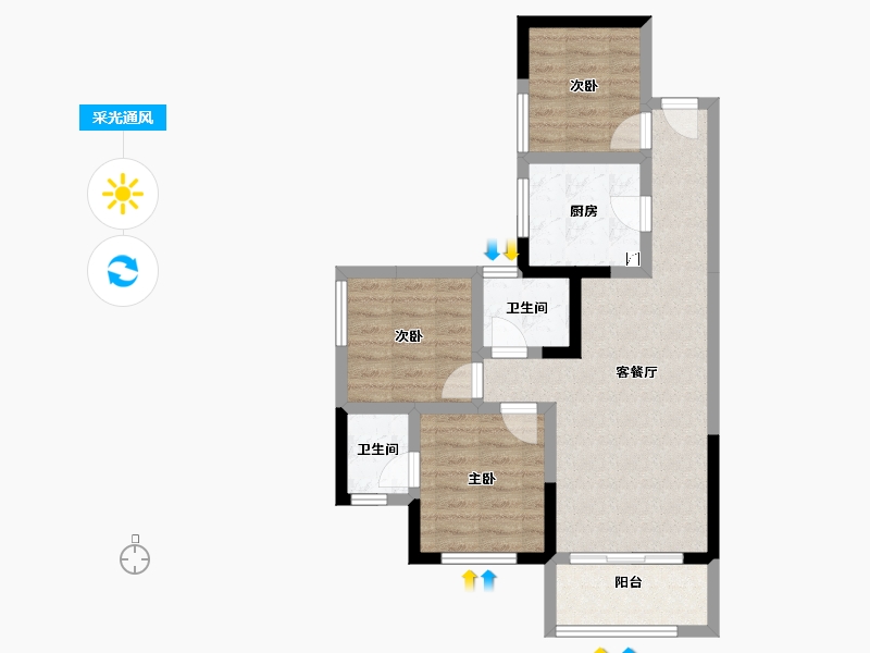 四川省-宜宾市-远达梦想N+-65.50-户型库-采光通风