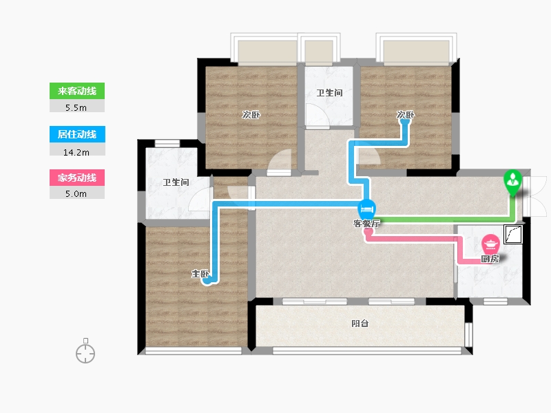 浙江省-金华市-成锦熙锦5号-92.03-户型库-动静线