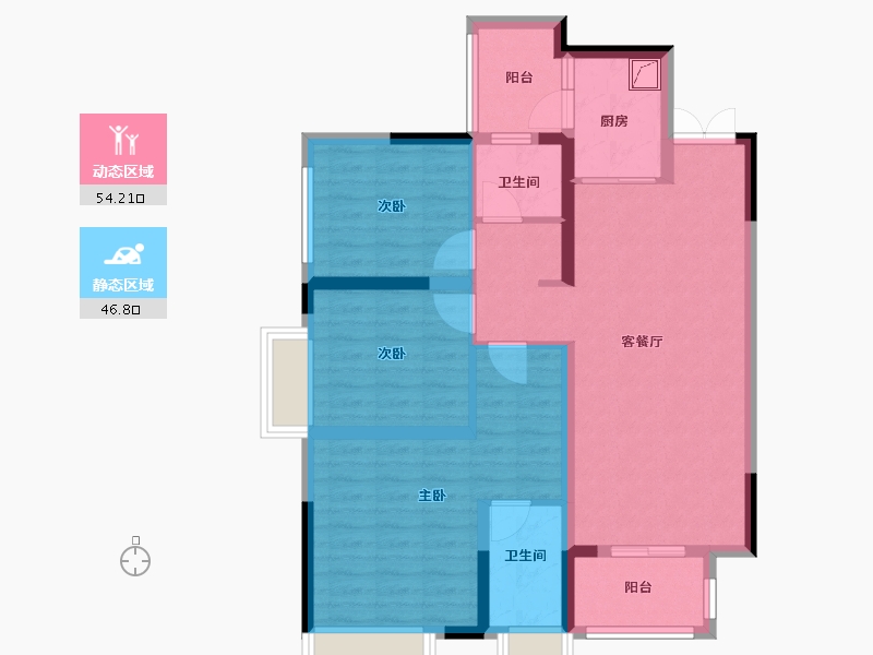 浙江省-金华市-成锦熙锦5号-89.32-户型库-动静分区