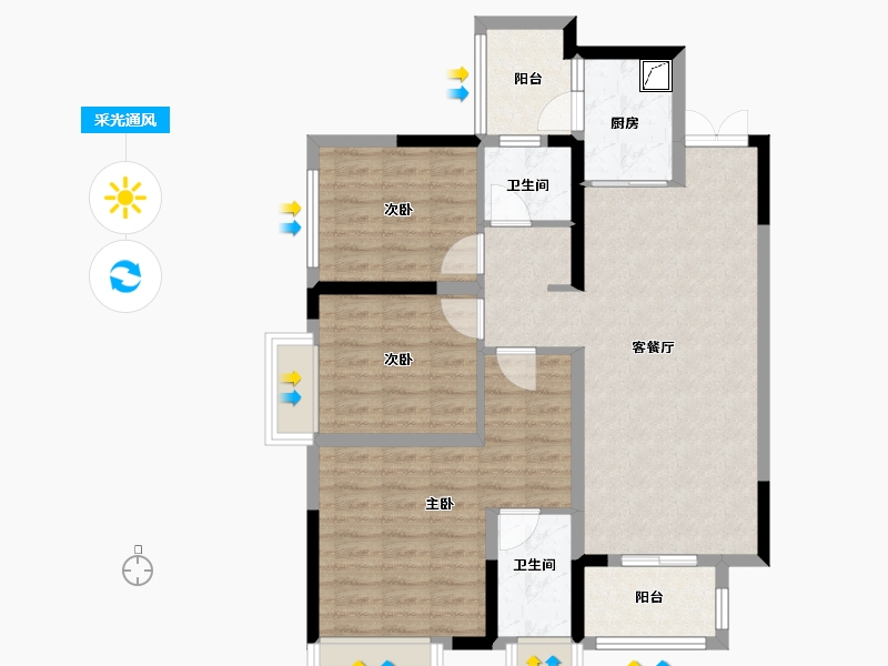 浙江省-金华市-成锦熙锦5号-89.32-户型库-采光通风