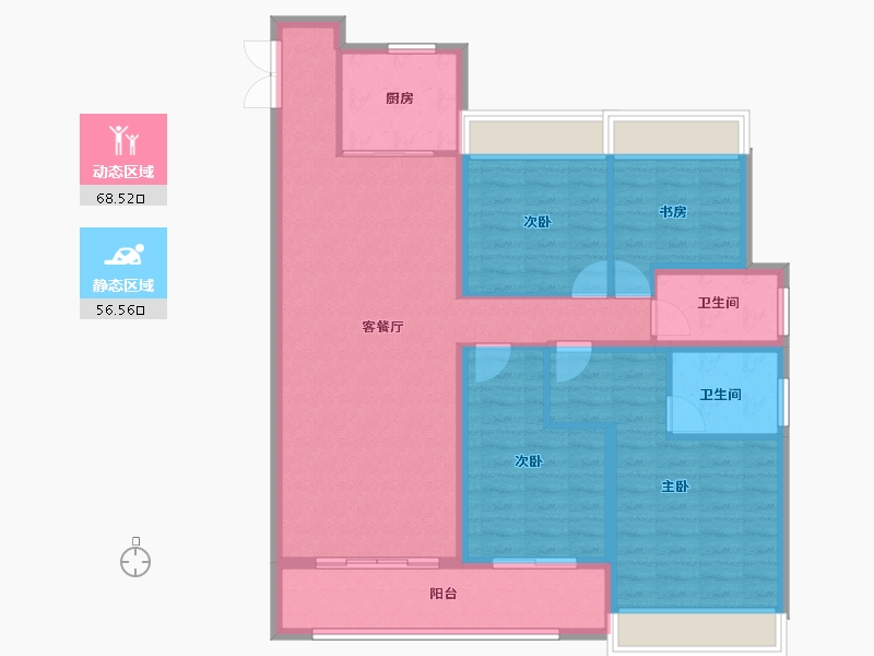 江苏省-镇江市-中南银城樾府-112.67-户型库-动静分区