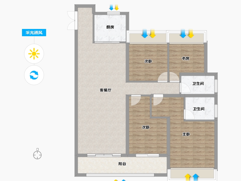 江苏省-镇江市-中南银城樾府-112.67-户型库-采光通风