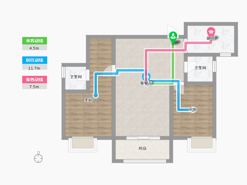 湖南省-湘潭市-​吉润华府-72.73-户型库-动静线