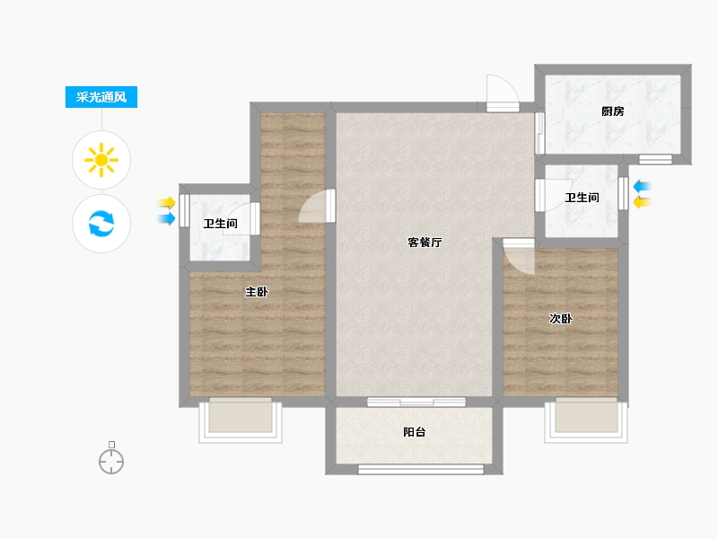 湖南省-湘潭市-​吉润华府-72.73-户型库-采光通风