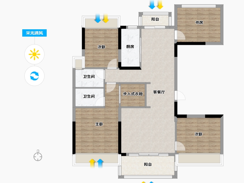 浙江省-杭州市-前宸府-109.00-户型库-采光通风