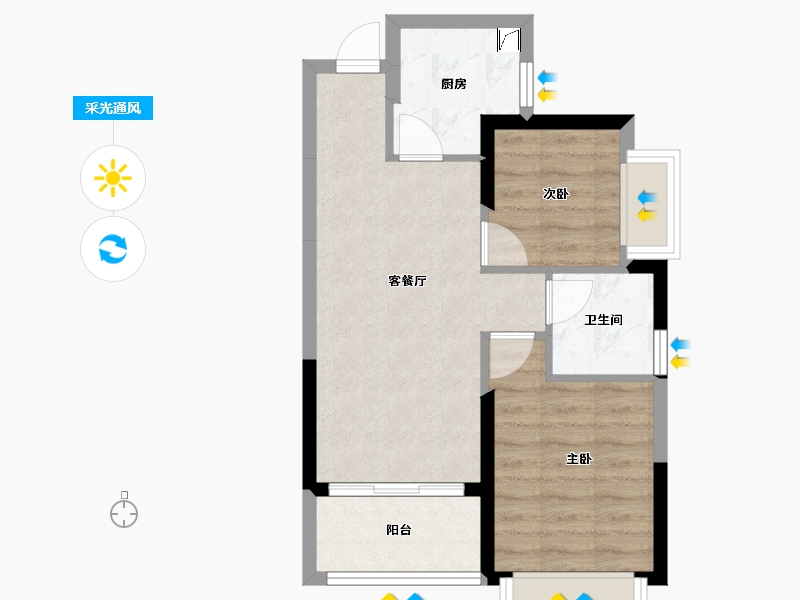 四川省-成都市-恒大林溪郡-49.46-户型库-采光通风