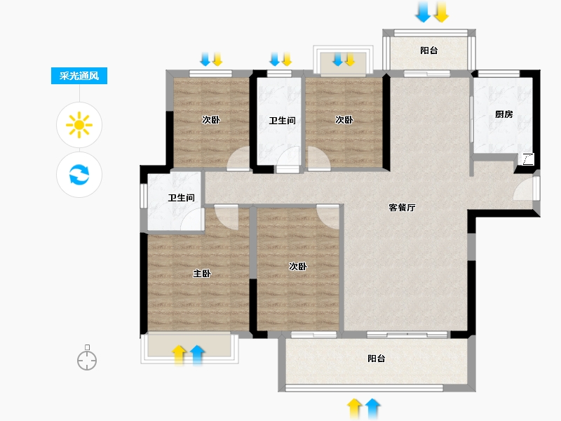 福建省-漳州市-泉舜府前上著-107.20-户型库-采光通风