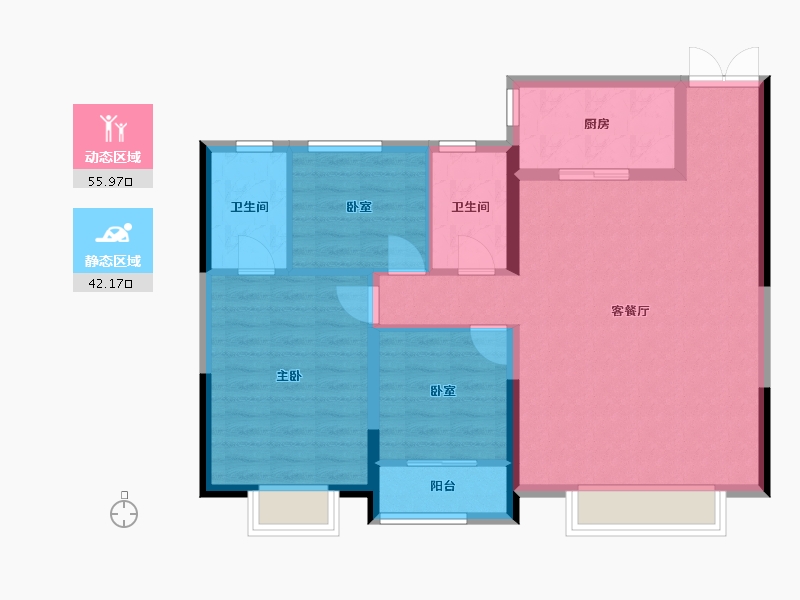 陕西省-西安市-中天新希望未来印-97.56-户型库-动静分区