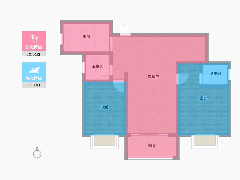 湖南省-湘潭市-​吉润华府-71.59-户型库-动静分区