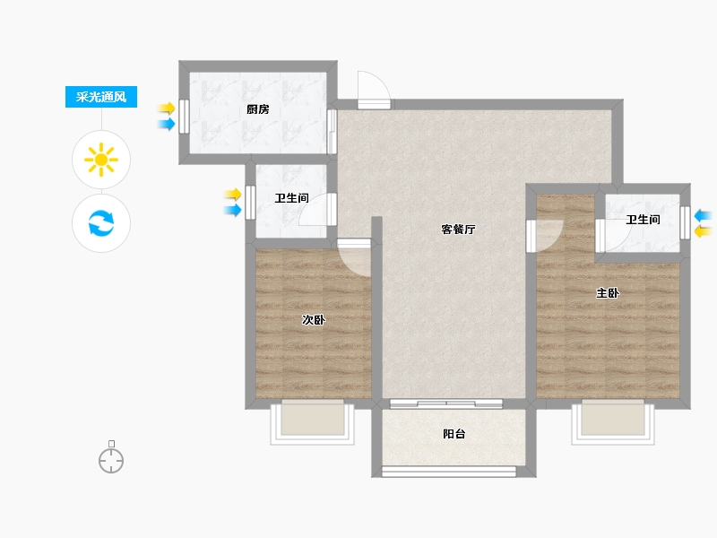 湖南省-湘潭市-​吉润华府-71.59-户型库-采光通风