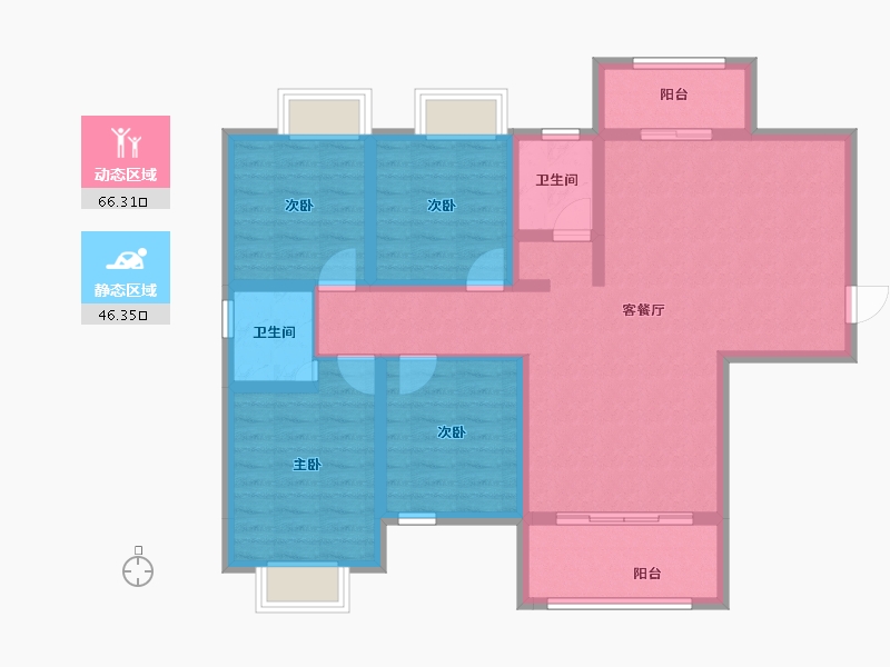 湖南省-湘潭市-​吉润华府-100.15-户型库-动静分区