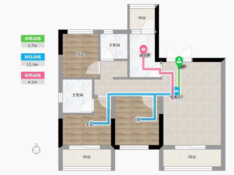 四川省-自贡市-贝蒙·玖龙天玺-62.79-户型库-动静线