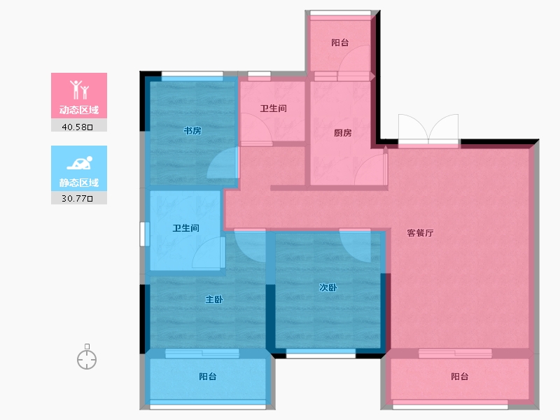 四川省-自贡市-贝蒙·玖龙天玺-62.79-户型库-动静分区