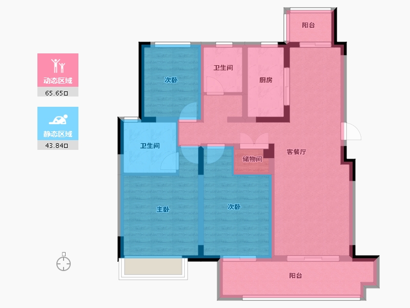 安徽省-马鞍山市-春天学府-96.71-户型库-动静分区