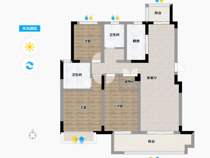 安徽省-马鞍山市-春天学府-96.71-户型库-采光通风