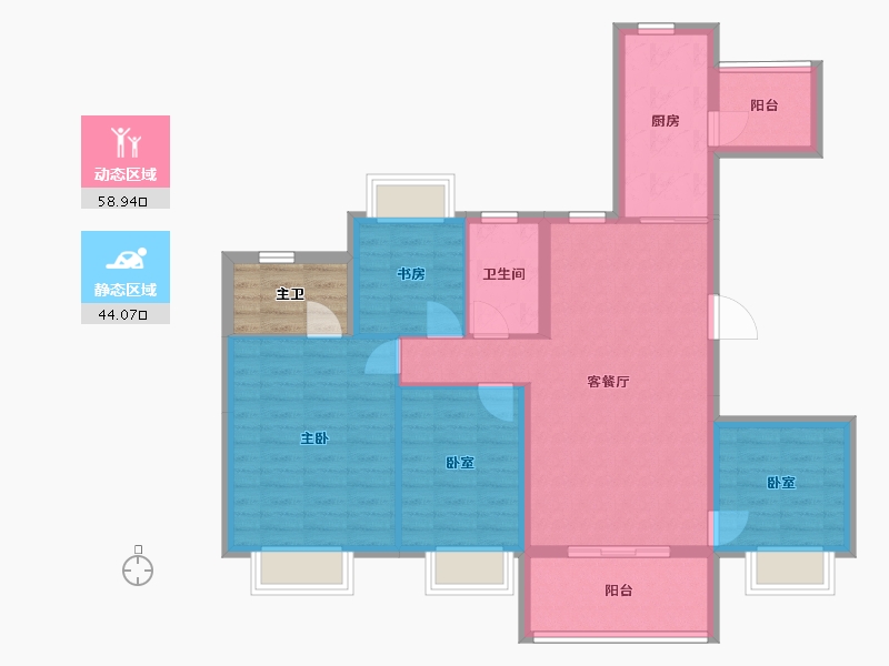 四川省-成都市-恒大未来城4期-96.63-户型库-动静分区