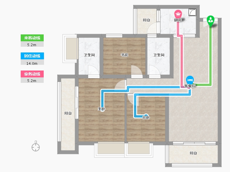 贵州省-遵义市-龙城御景-96.00-户型库-动静线