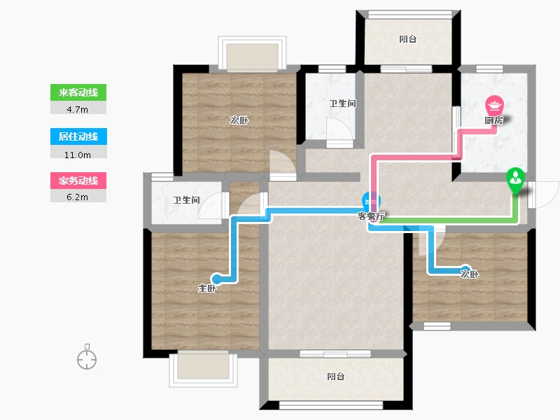 湖南省-湘潭市-​吉润华府-85.91-户型库-动静线